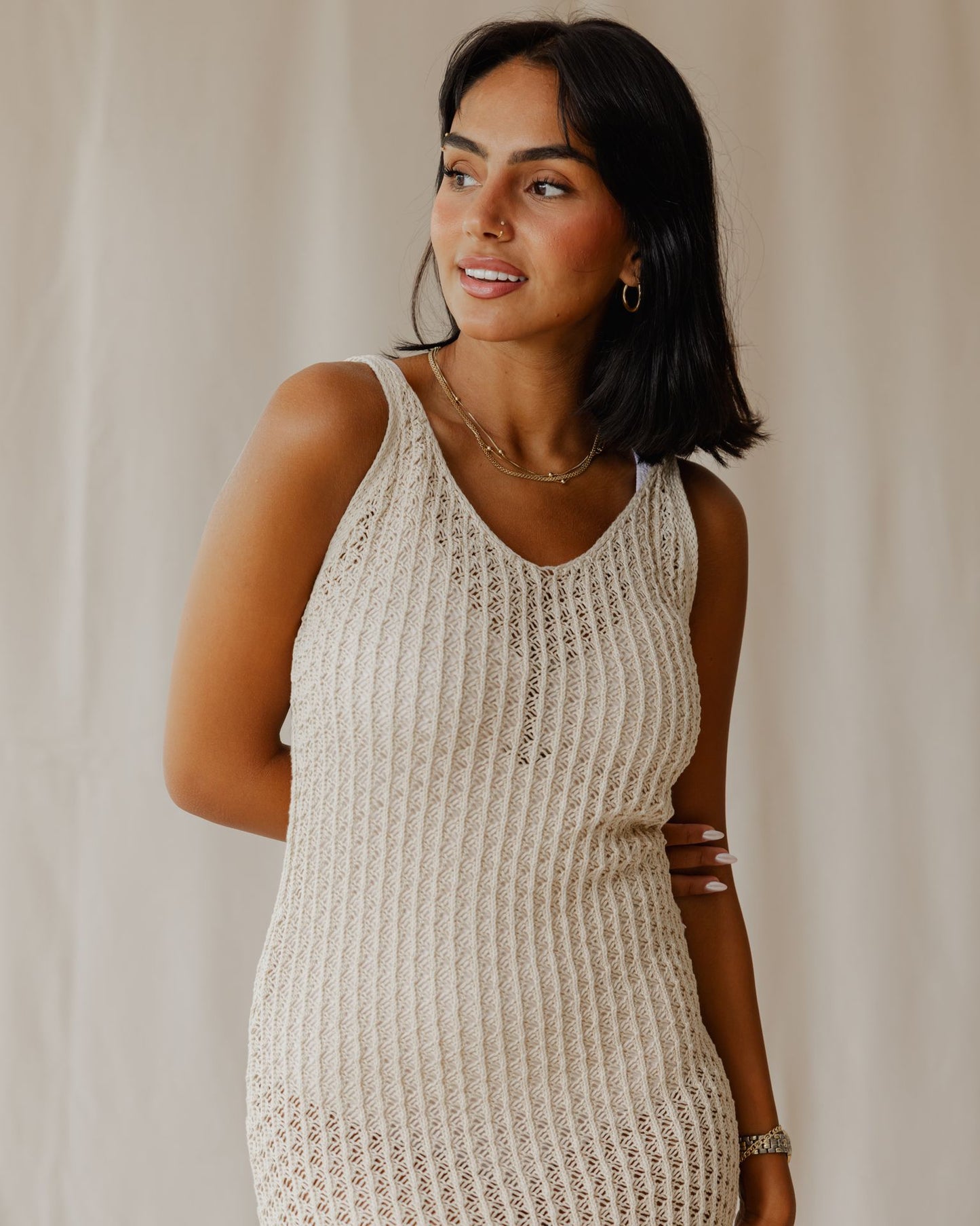 Haven Off-White Knit Dress