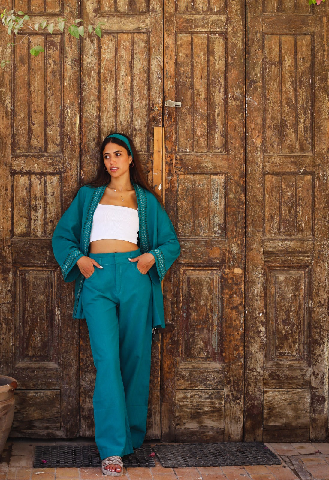 Gaia Linen Kimono Teal
