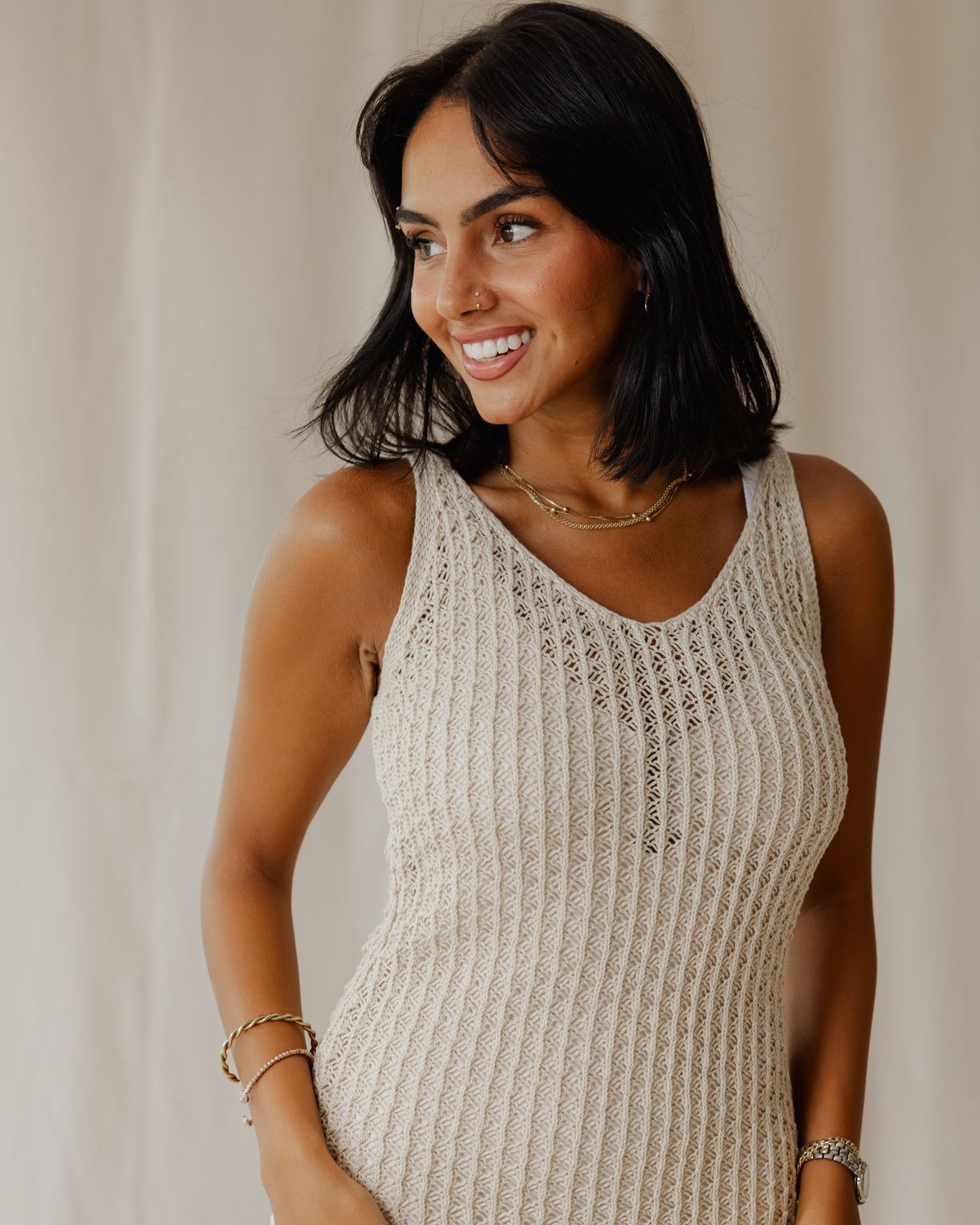 Haven Off-White Knit Dress