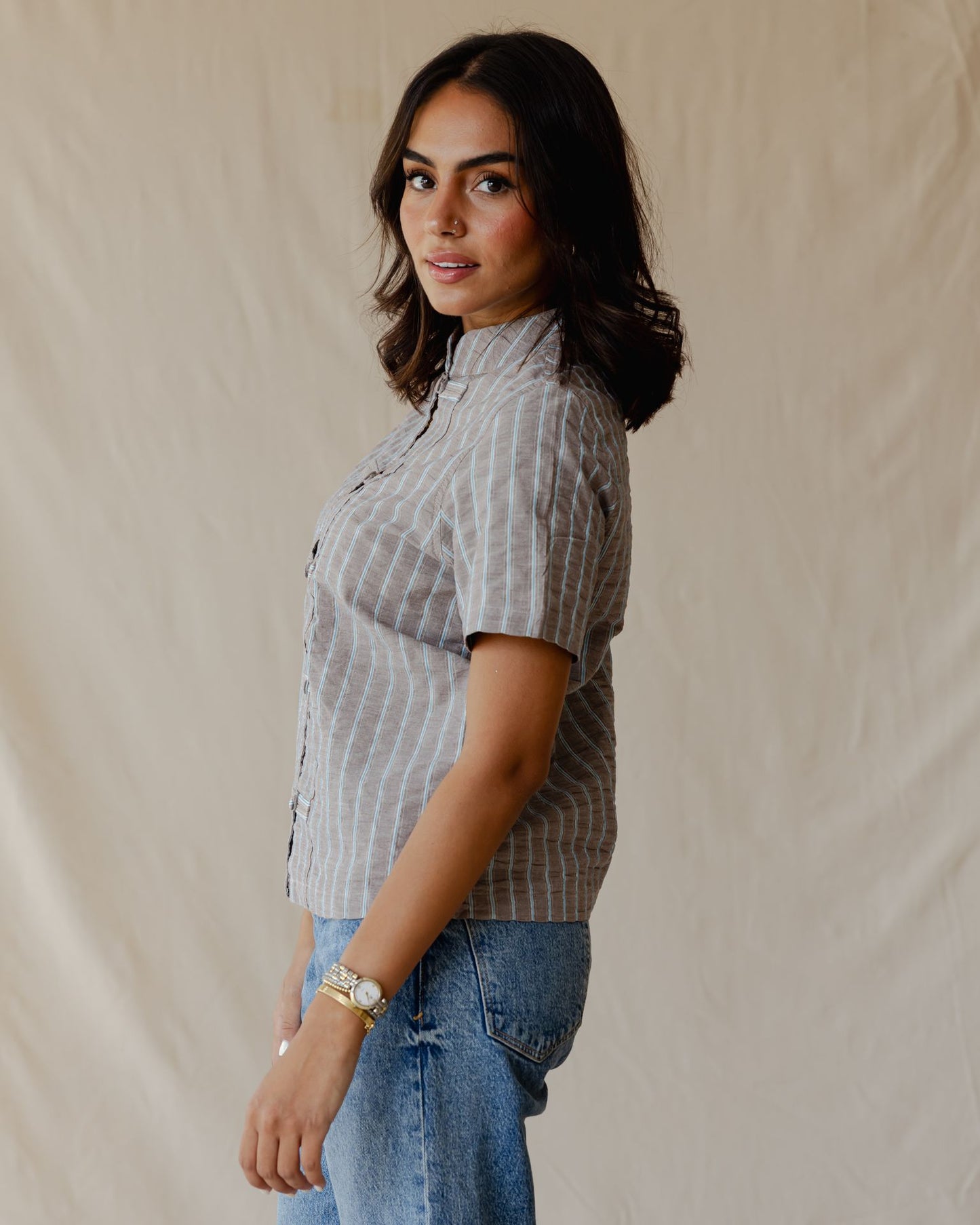 Gingham Meadow Shirt In Brown