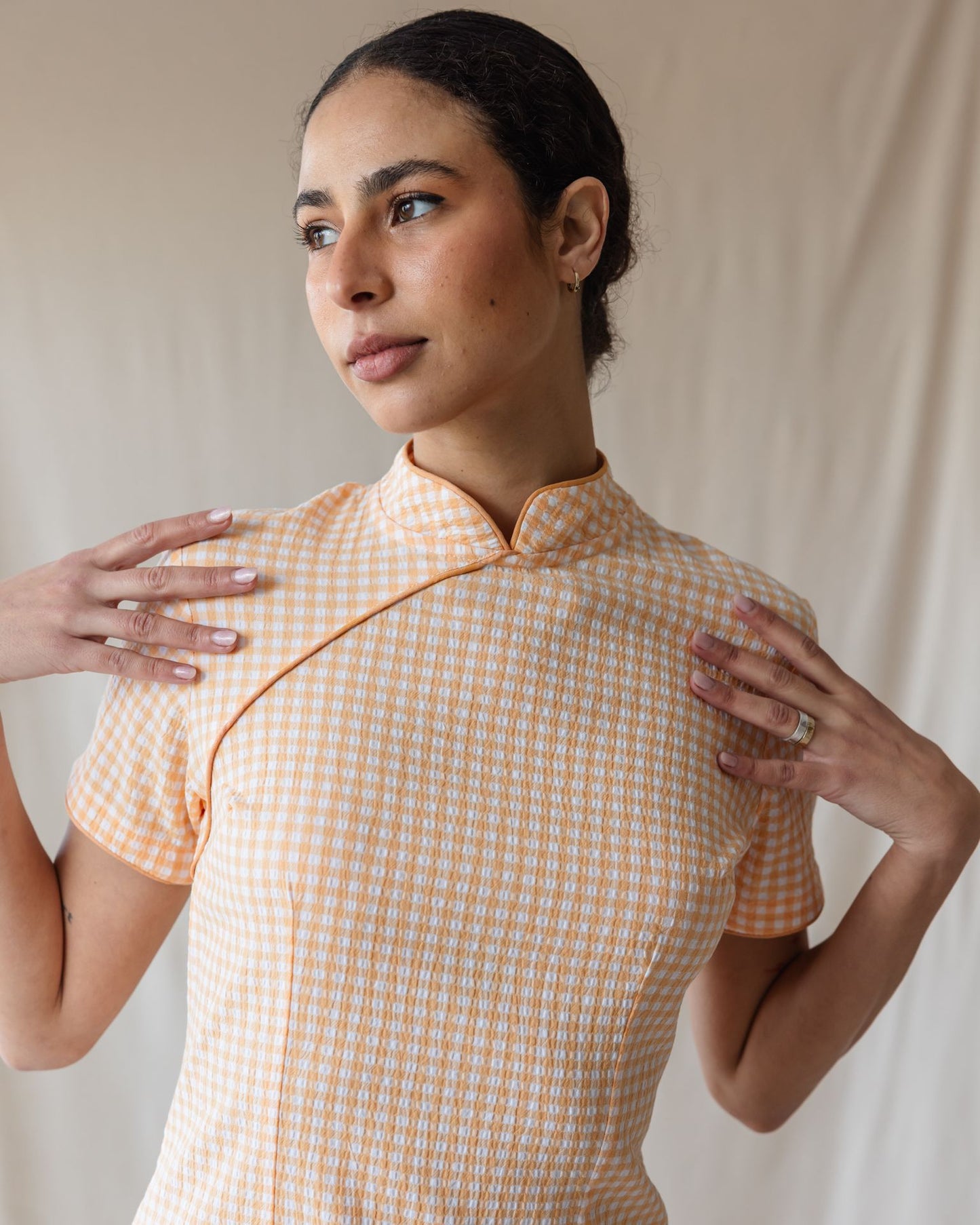 The Kyoto Gingham Orange Dress