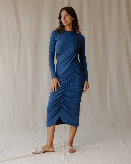 Ruched Dress In Blue