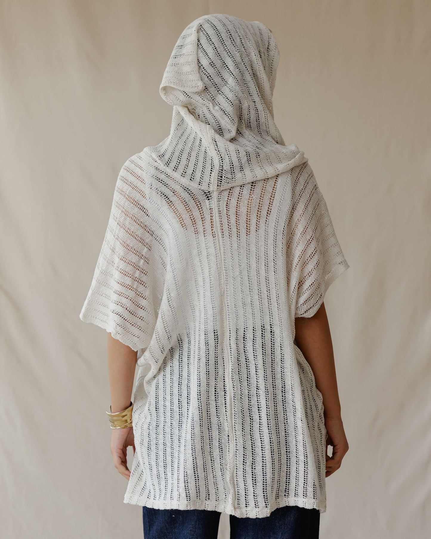 Summer Knit Poncho Off-White