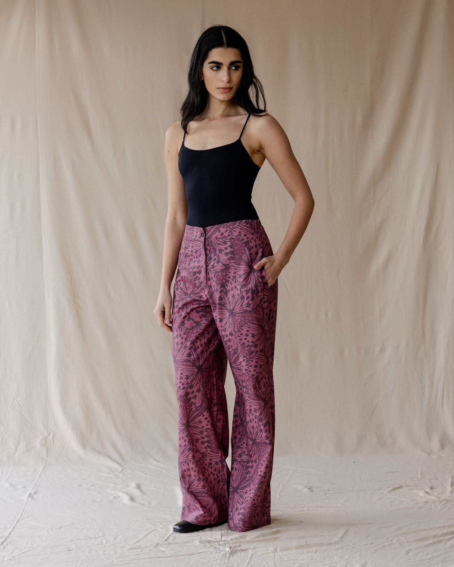 Wings of Bloom Pants In Deep Plum