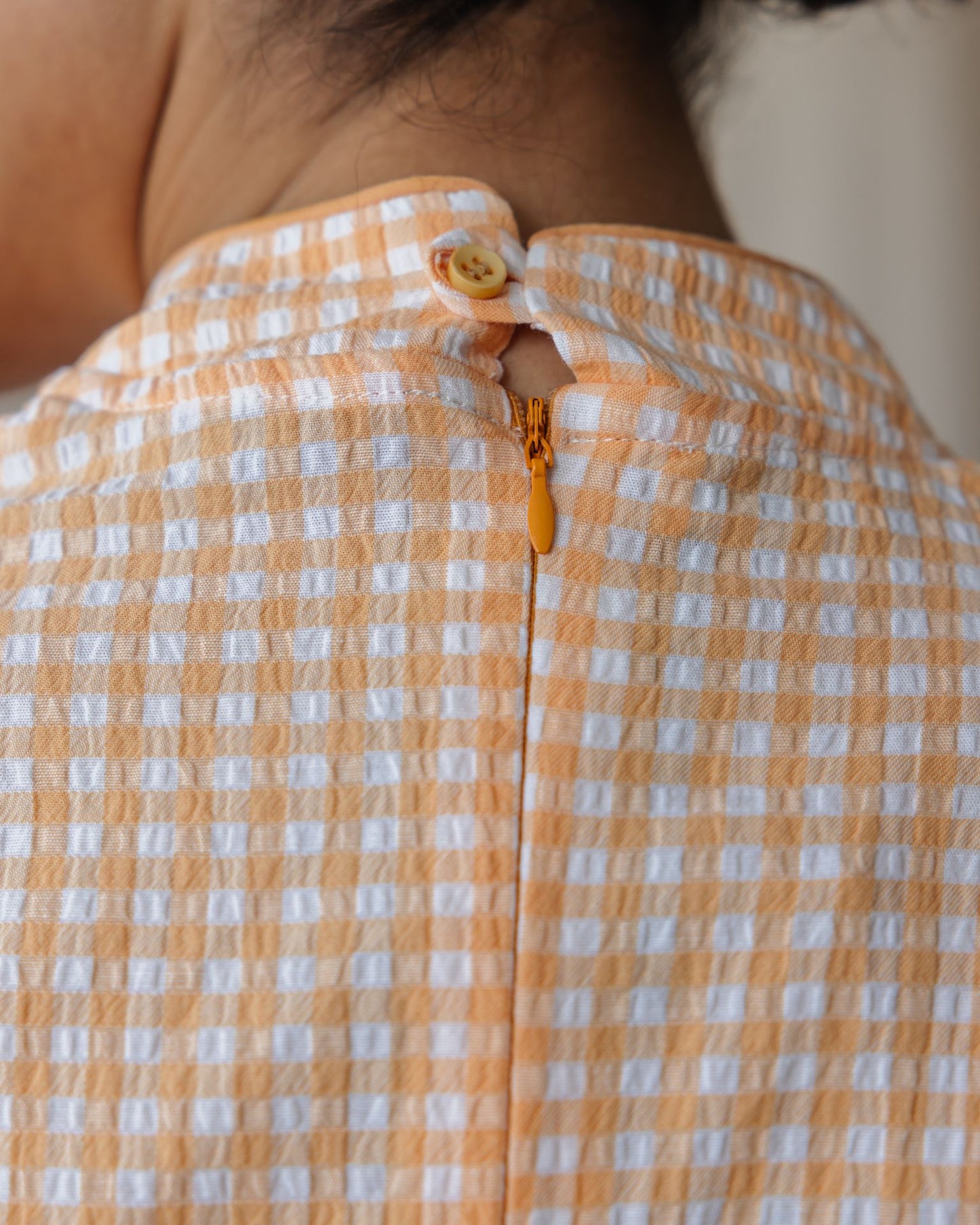 The Kyoto Gingham Orange Dress