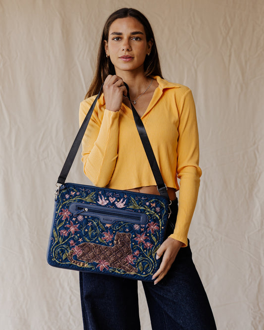 Floral Guardian Navy Quilted Sleeve