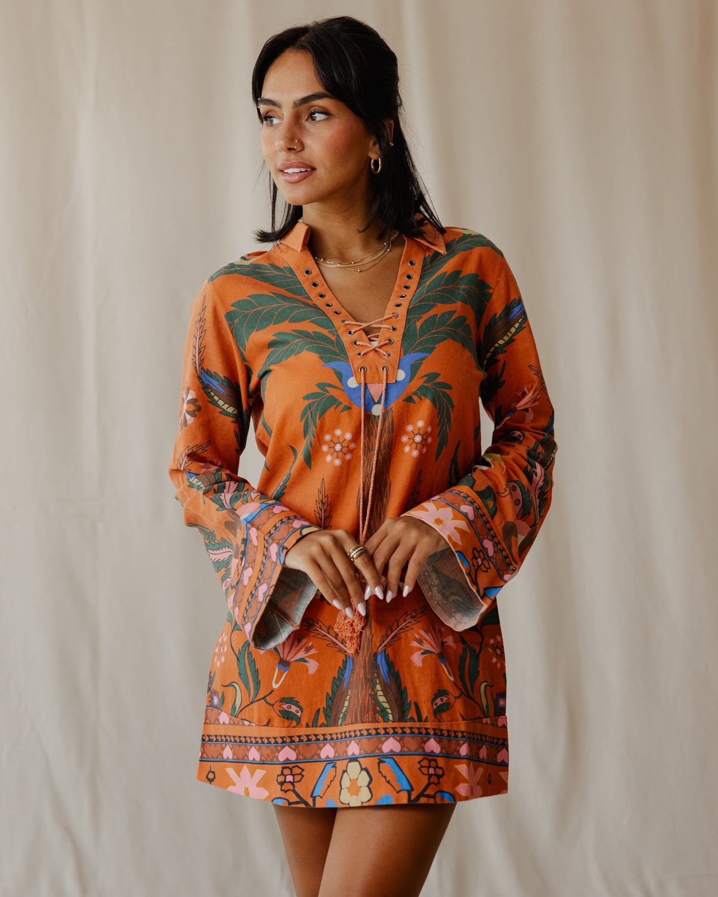 Tamara Palm Orange Dress