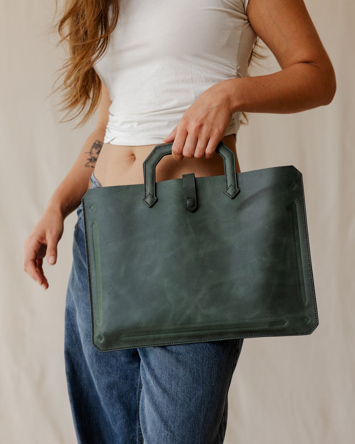 Olive Top Handle Laptop Sleeve
