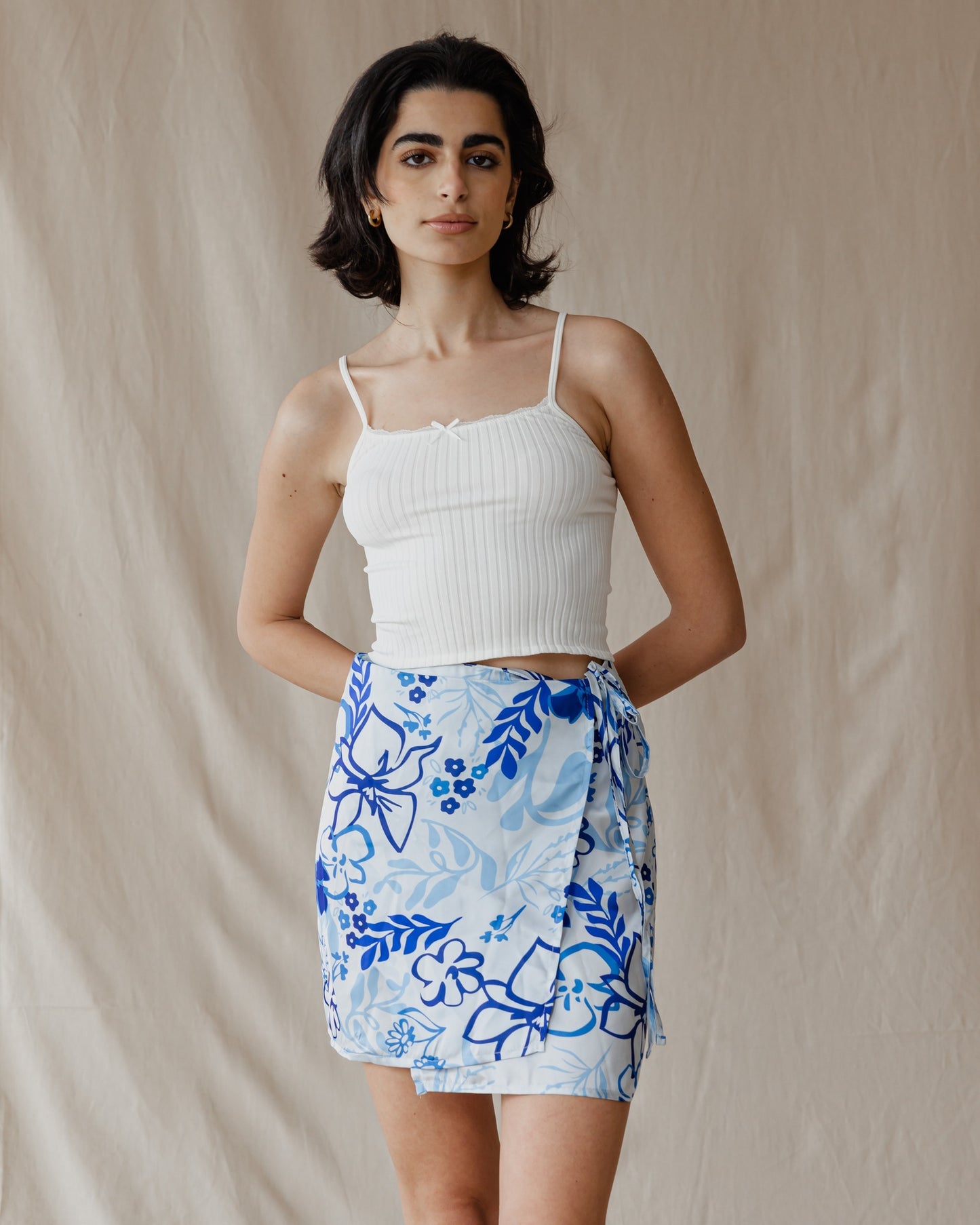 Frosted Petals Wrap Mini Skirt