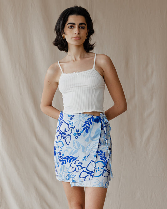 Frosted Petals Wrap Mini Skirt