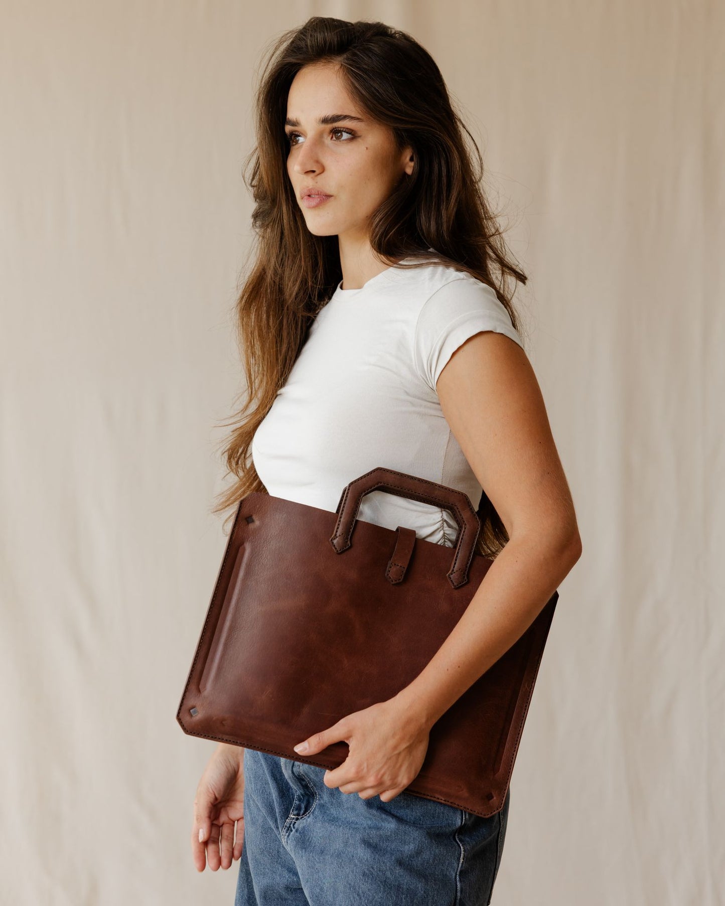 Brown Top Handle Laptop Sleeve