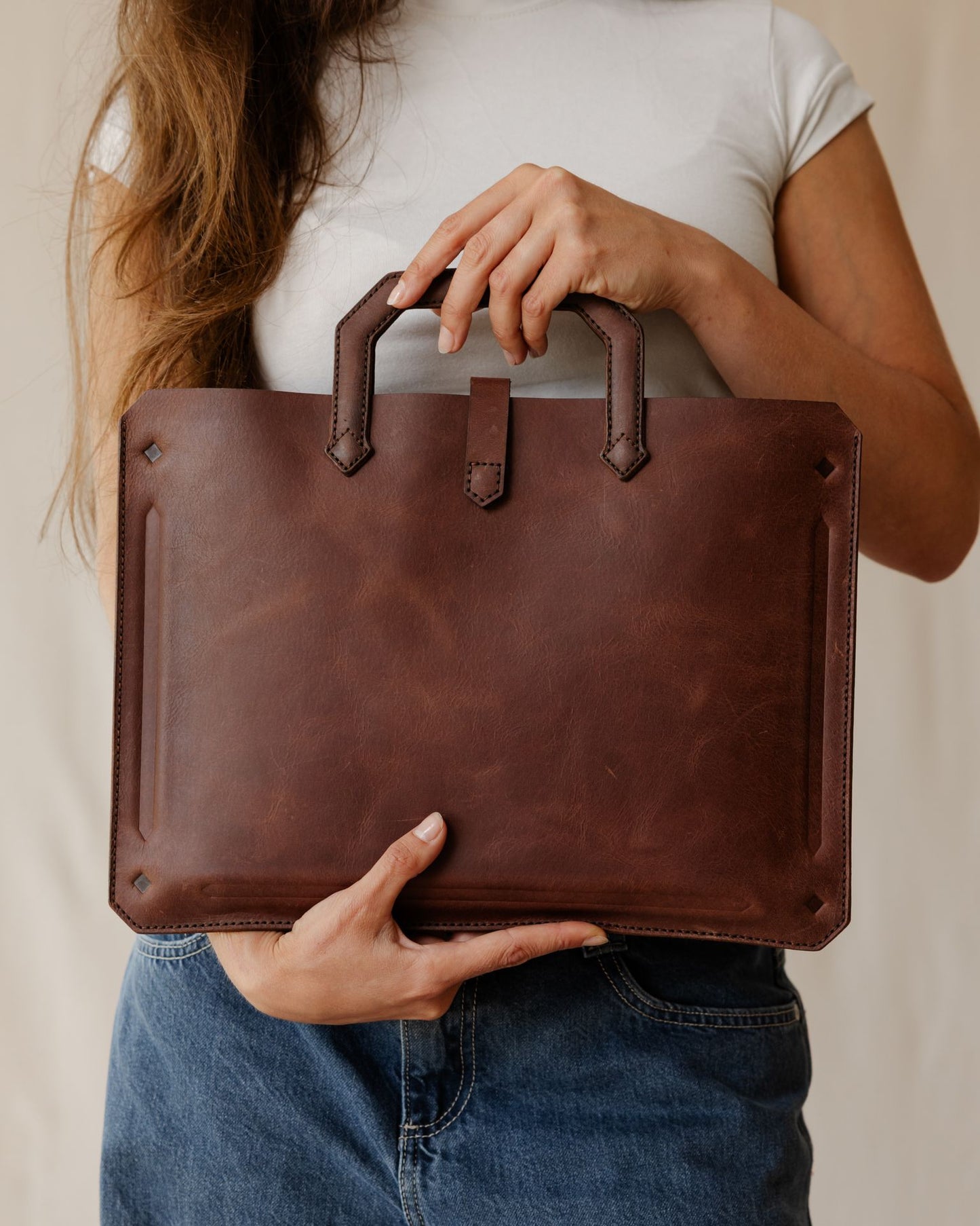 Brown Top Handle Laptop Sleeve