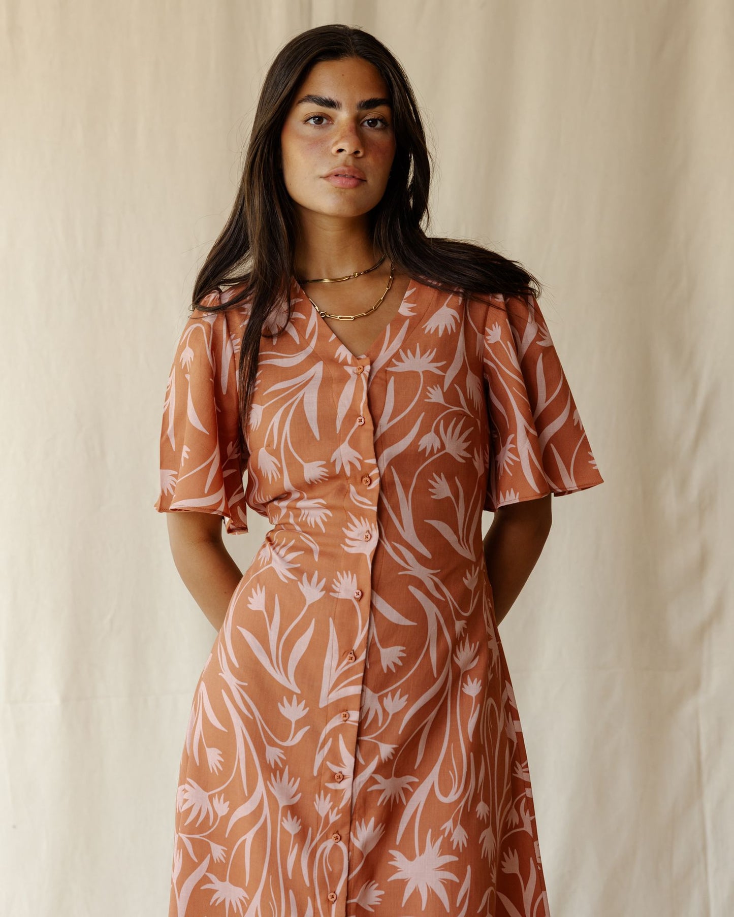 Wilderness Dress In Terracotta