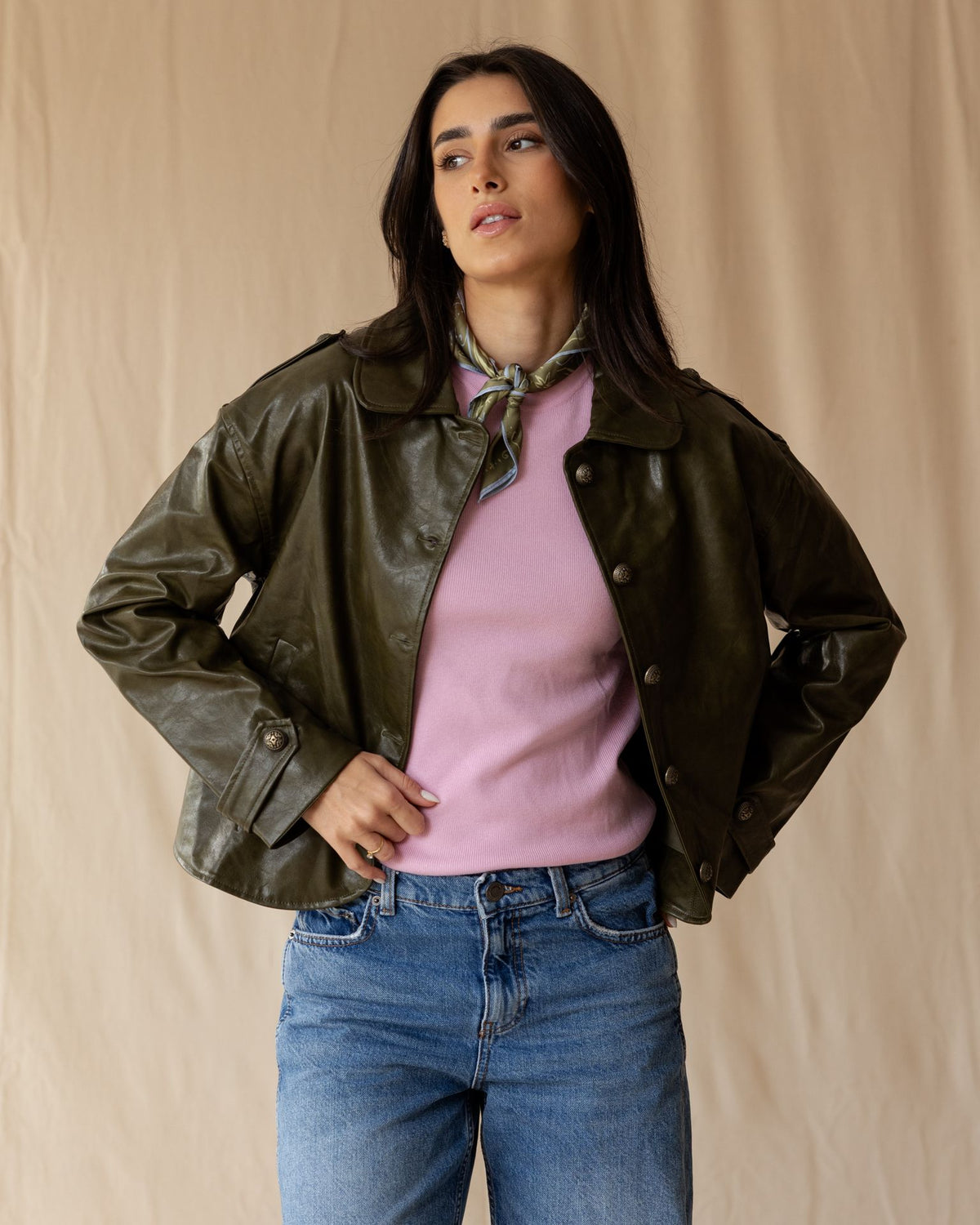 Olive Leather Jacket