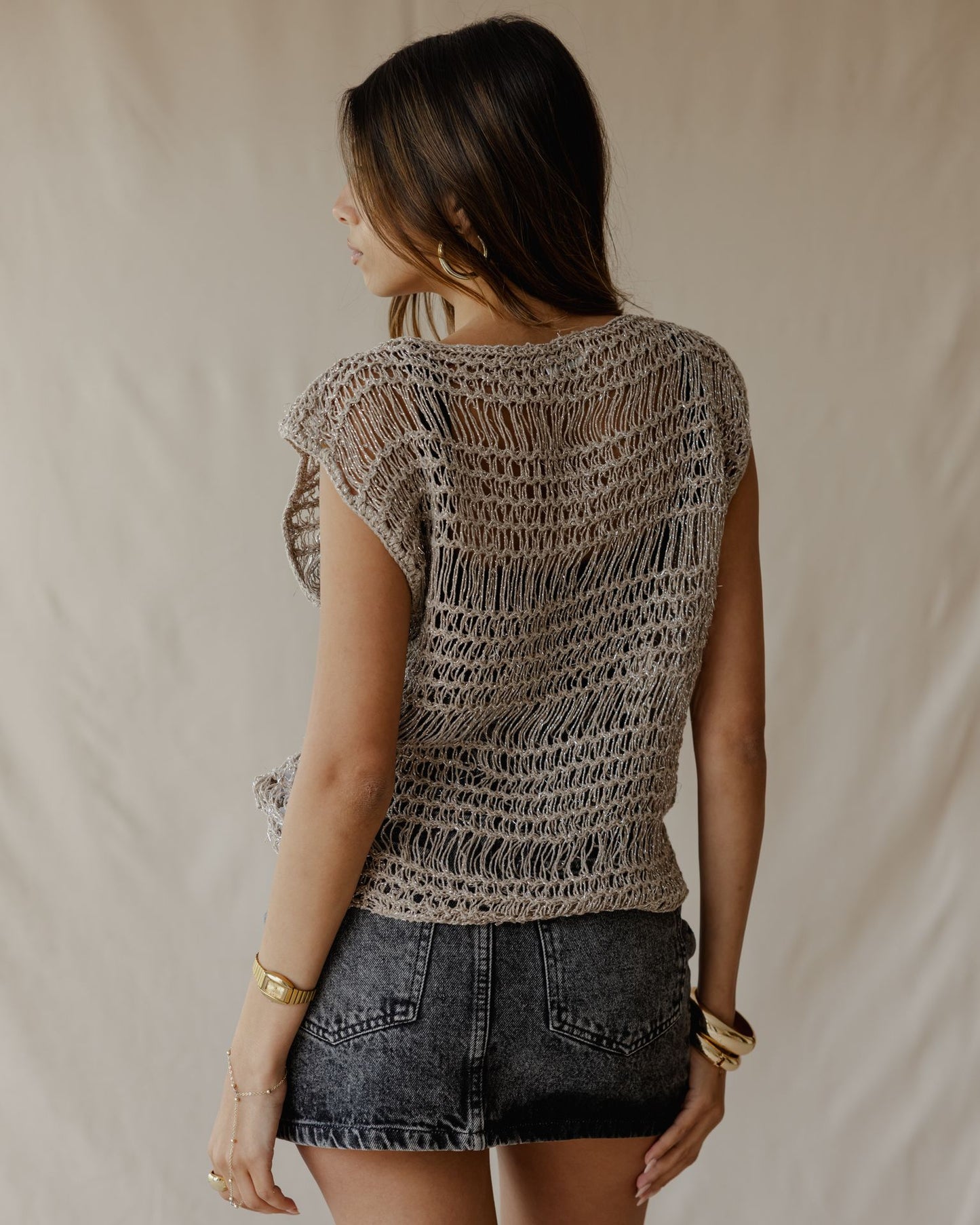 بلوزة مقهى "Knit Me Not Metallic"