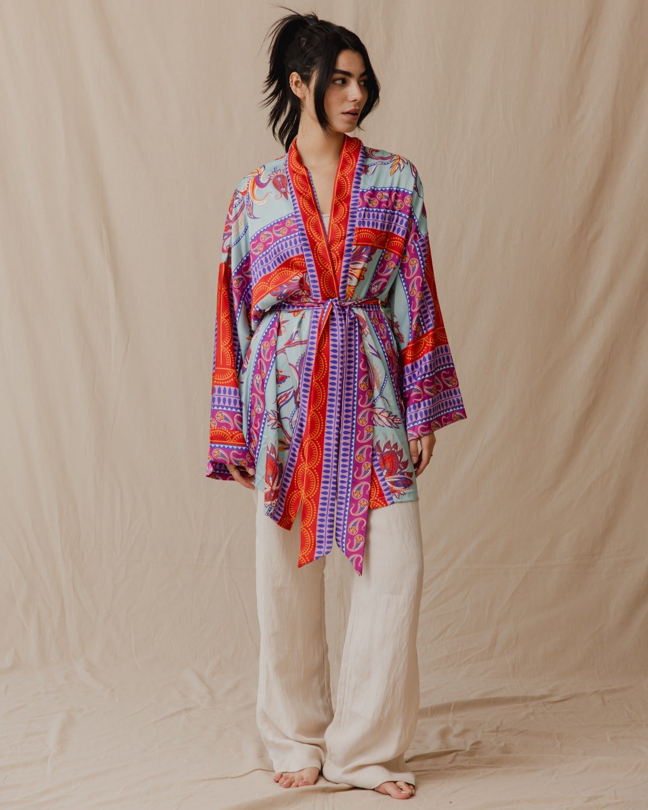 Pinnata Kimono In Sky Blue