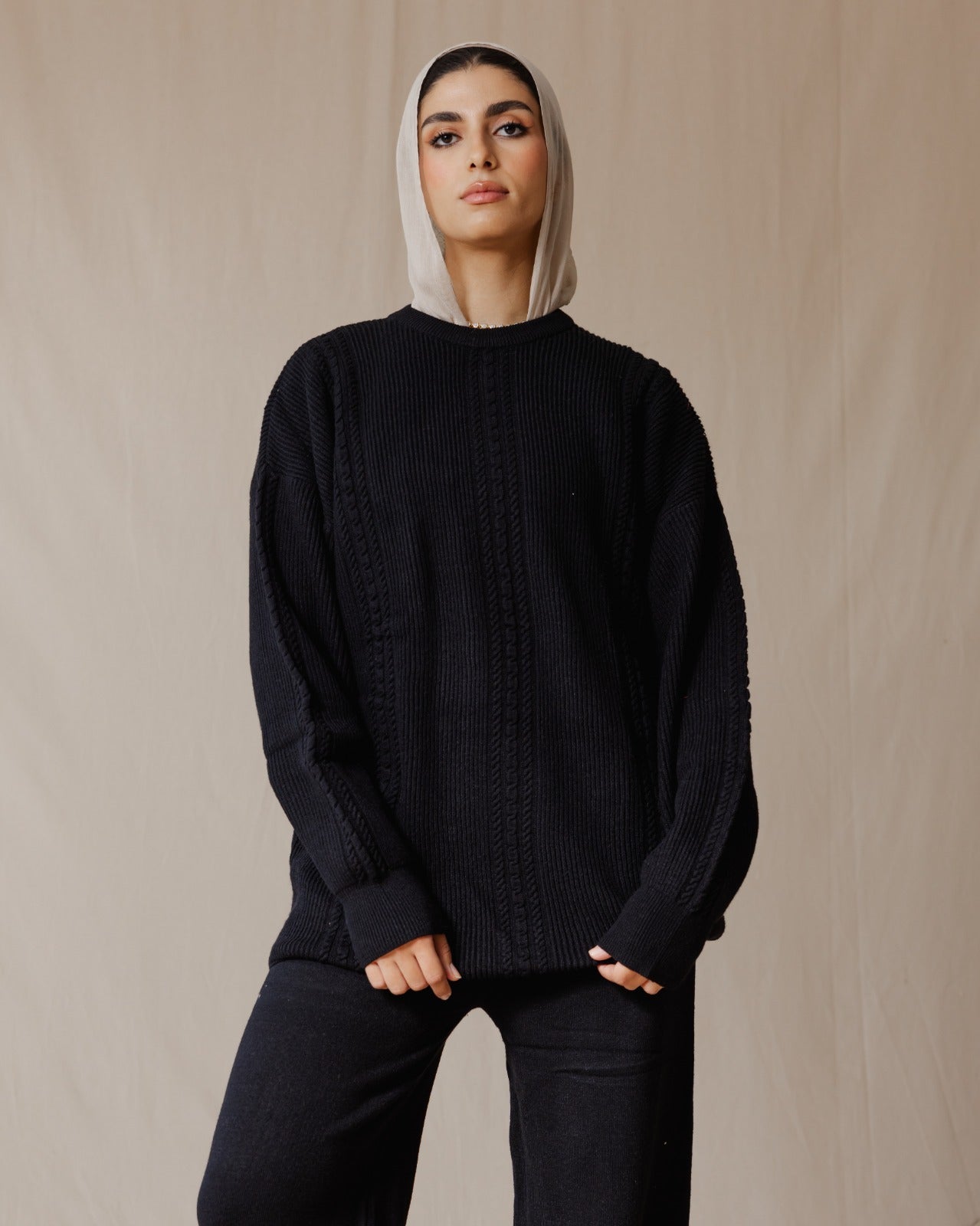 Braided Knit Set Black