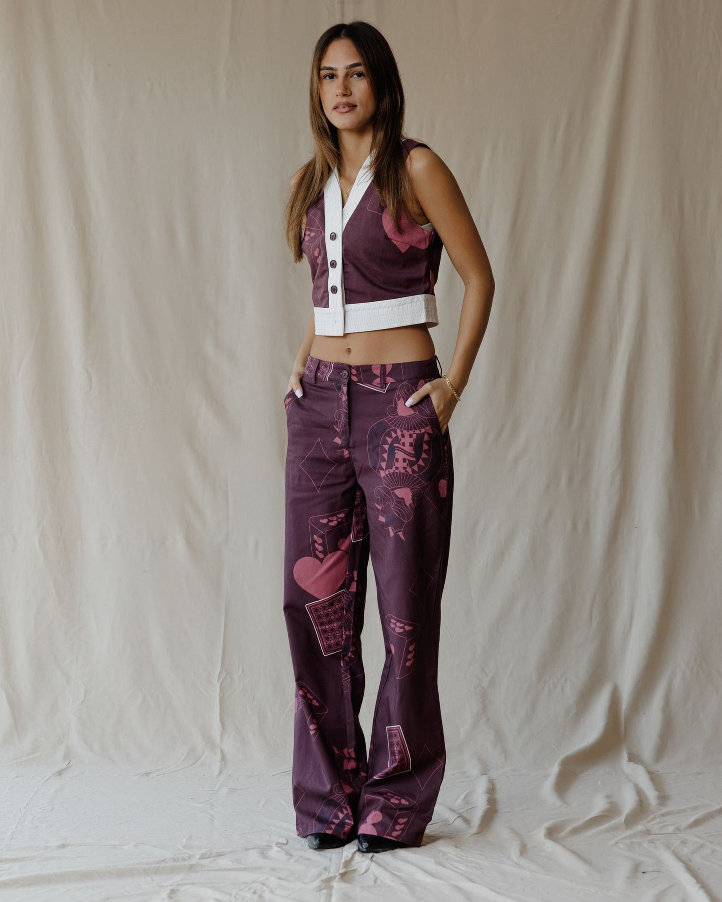 Hearts on Deck Burgundy Set