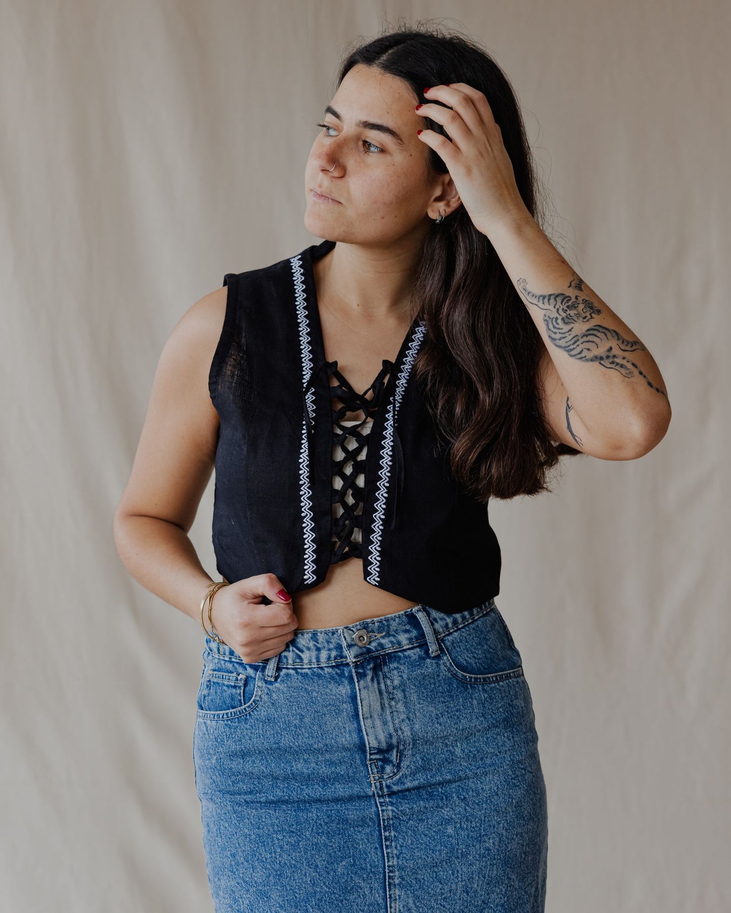 Twisted And Woven Vest Black