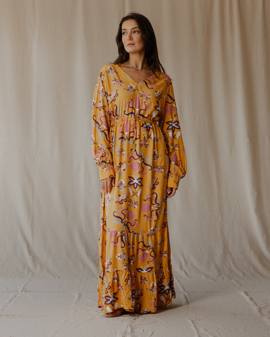 Wildflower Waltz Mustard Dress