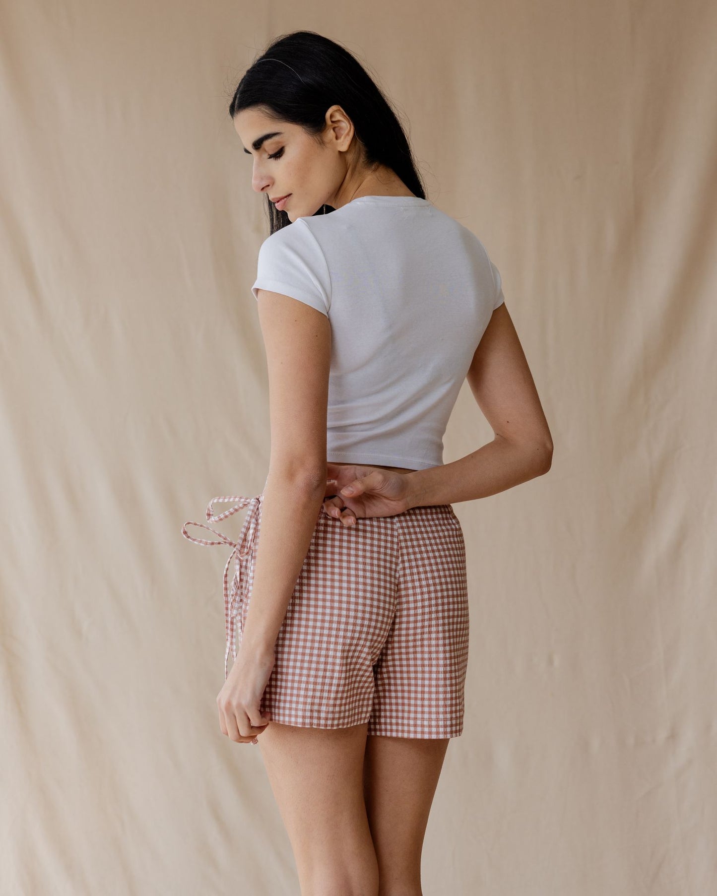 Dusty Pink Gingham Skort