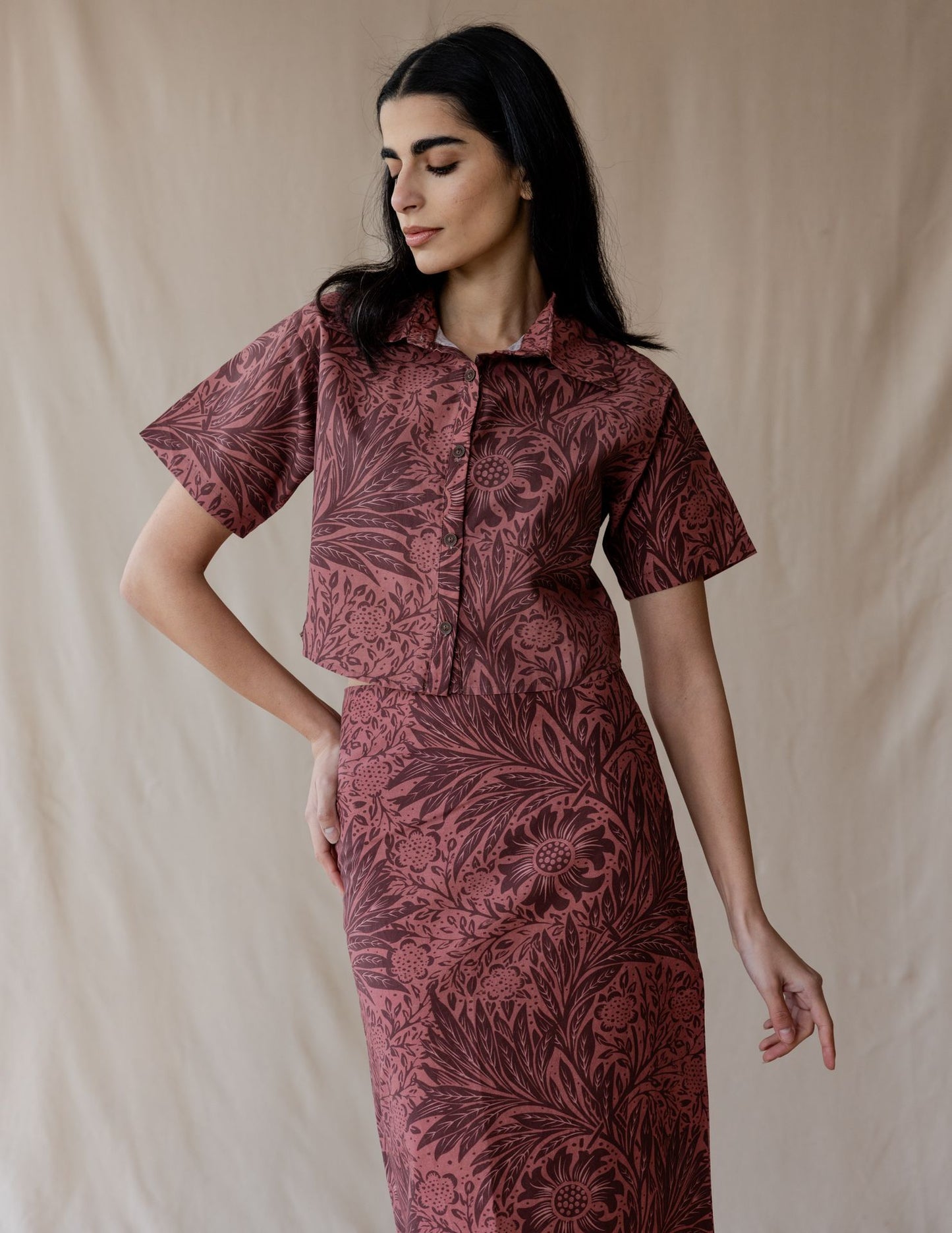 Antique Bloom Shirt In Burgundy