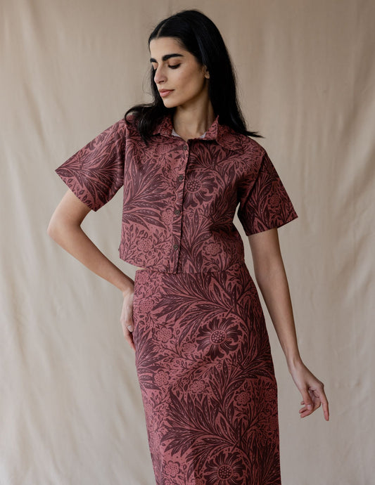 Antique Bloom Shirt In Burgundy