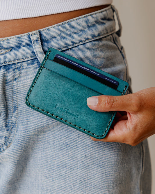 Genuine Palm Card Holder Turquoise