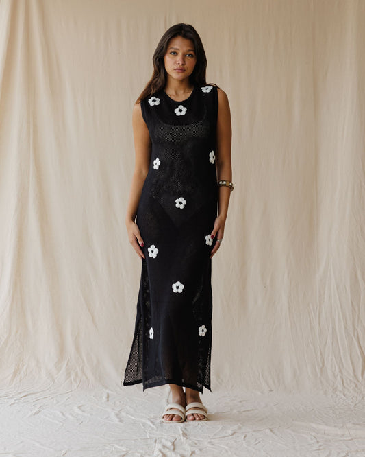Black Daisy Drift Dress