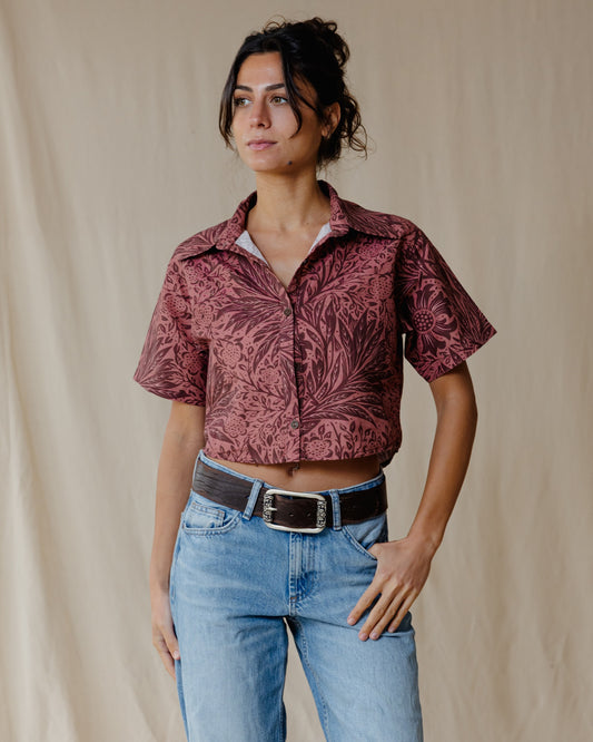 Antique Bloom Shirt In Burgundy
