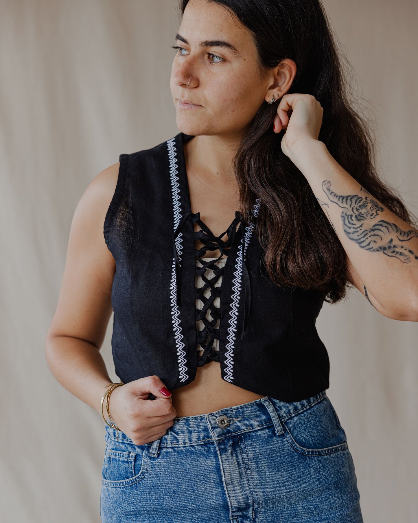Twisted And Woven Vest Black