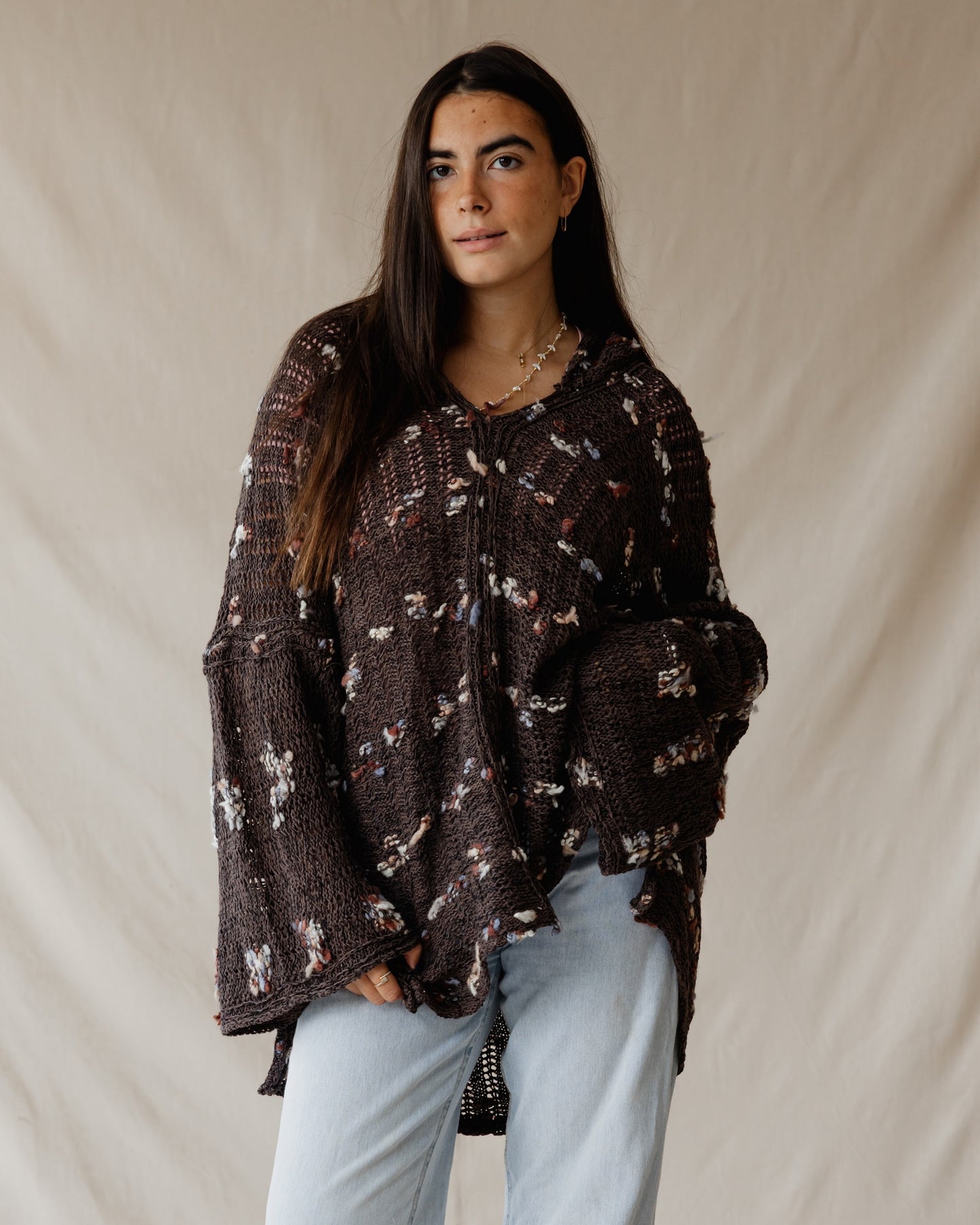 Brown Speckle Tricot Hoodie