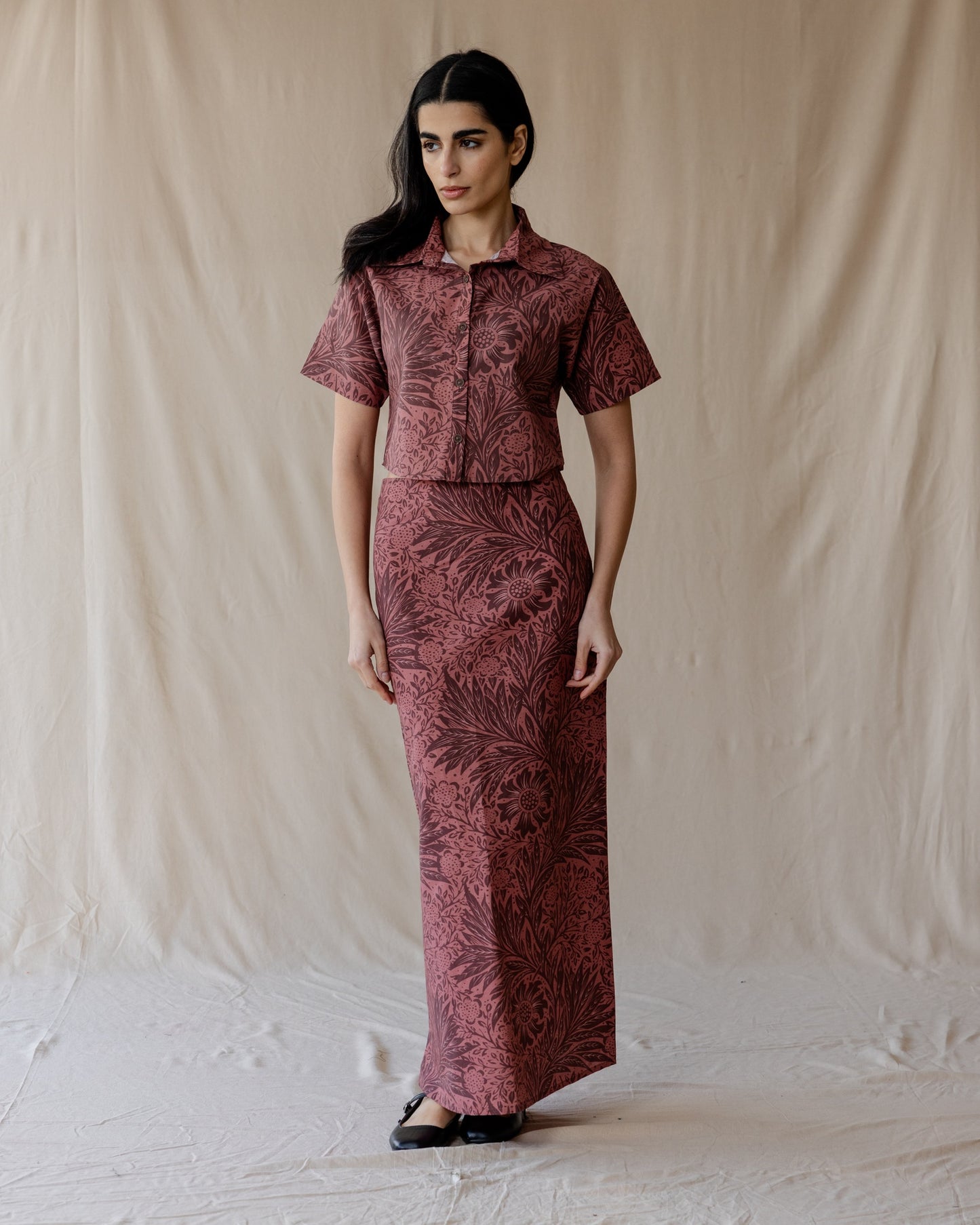 Antique Bloom Shirt In Burgundy