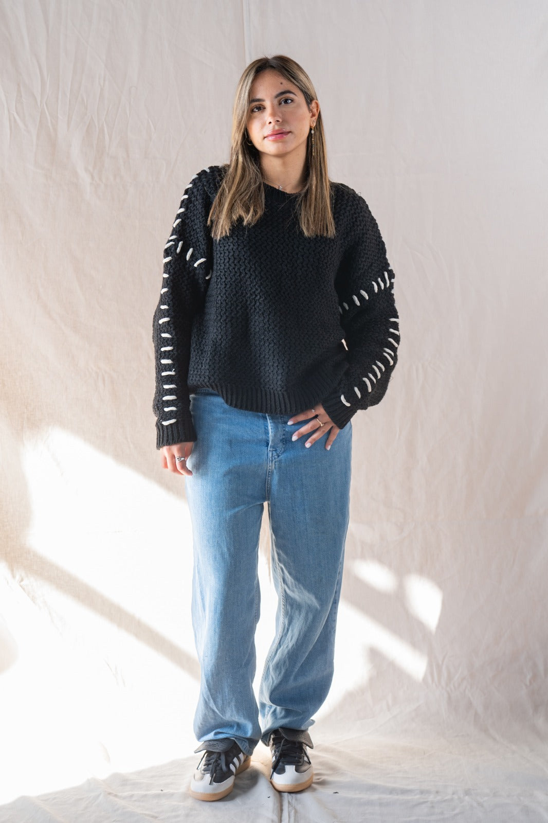 The Hand-Stitched Sweater Black