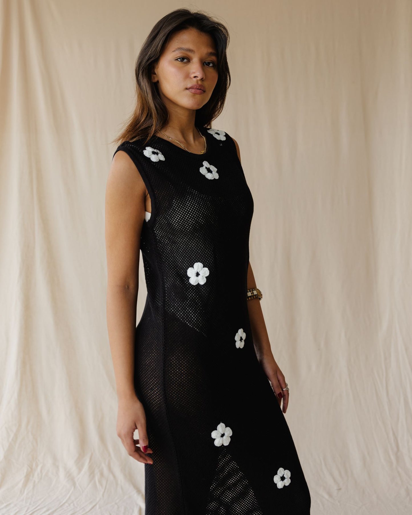 Black Daisy Drift Dress