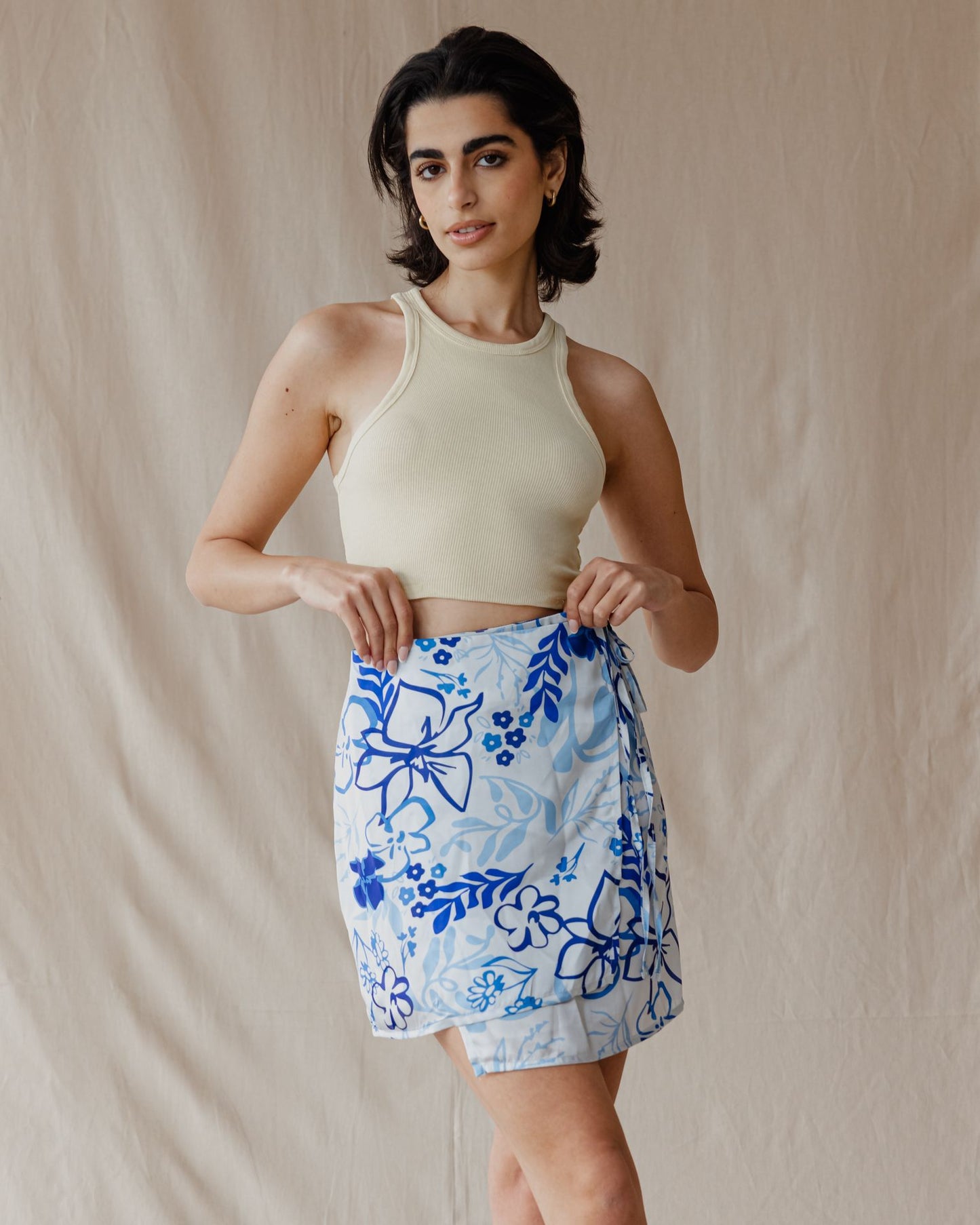Frosted Petals Wrap Mini Skirt