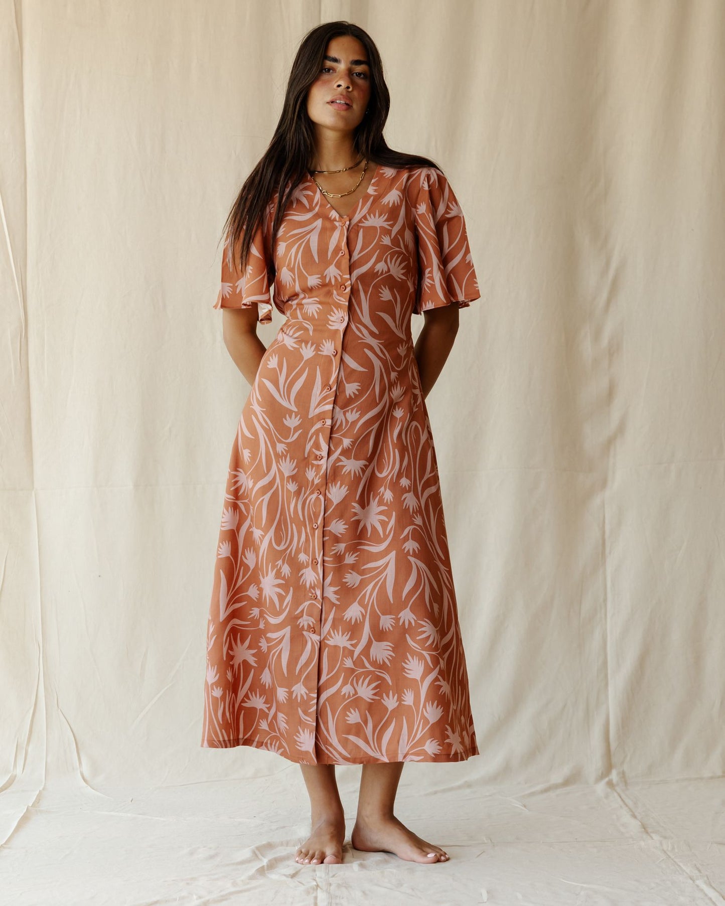 Wilderness Dress In Terracotta