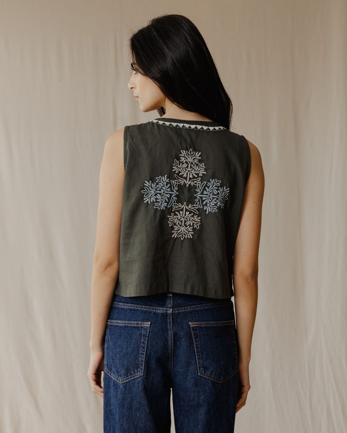 Stitched Memories Vest In Olive