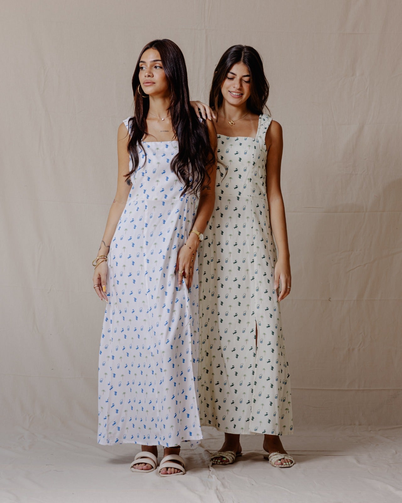 Tropical Nazar Palm Dress Blue