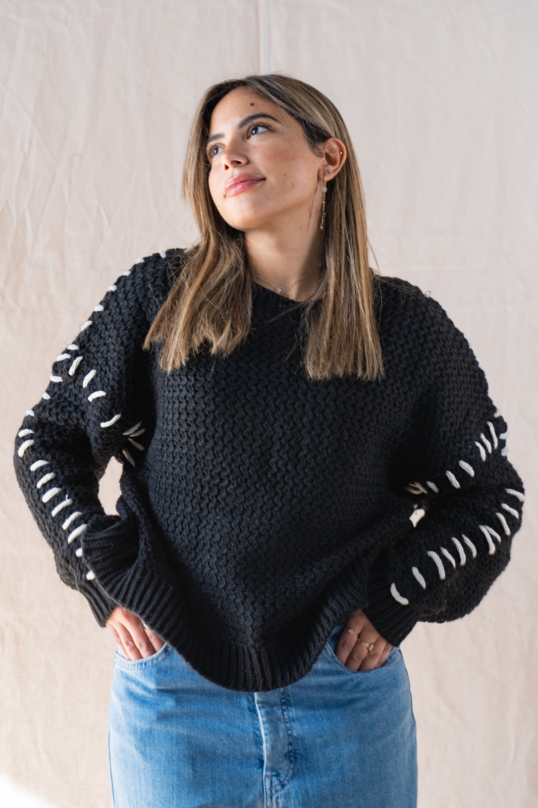 The Hand-Stitched Sweater Black