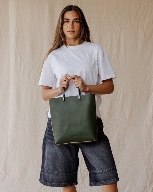 The Linea Genuine Tote Bag In Olive