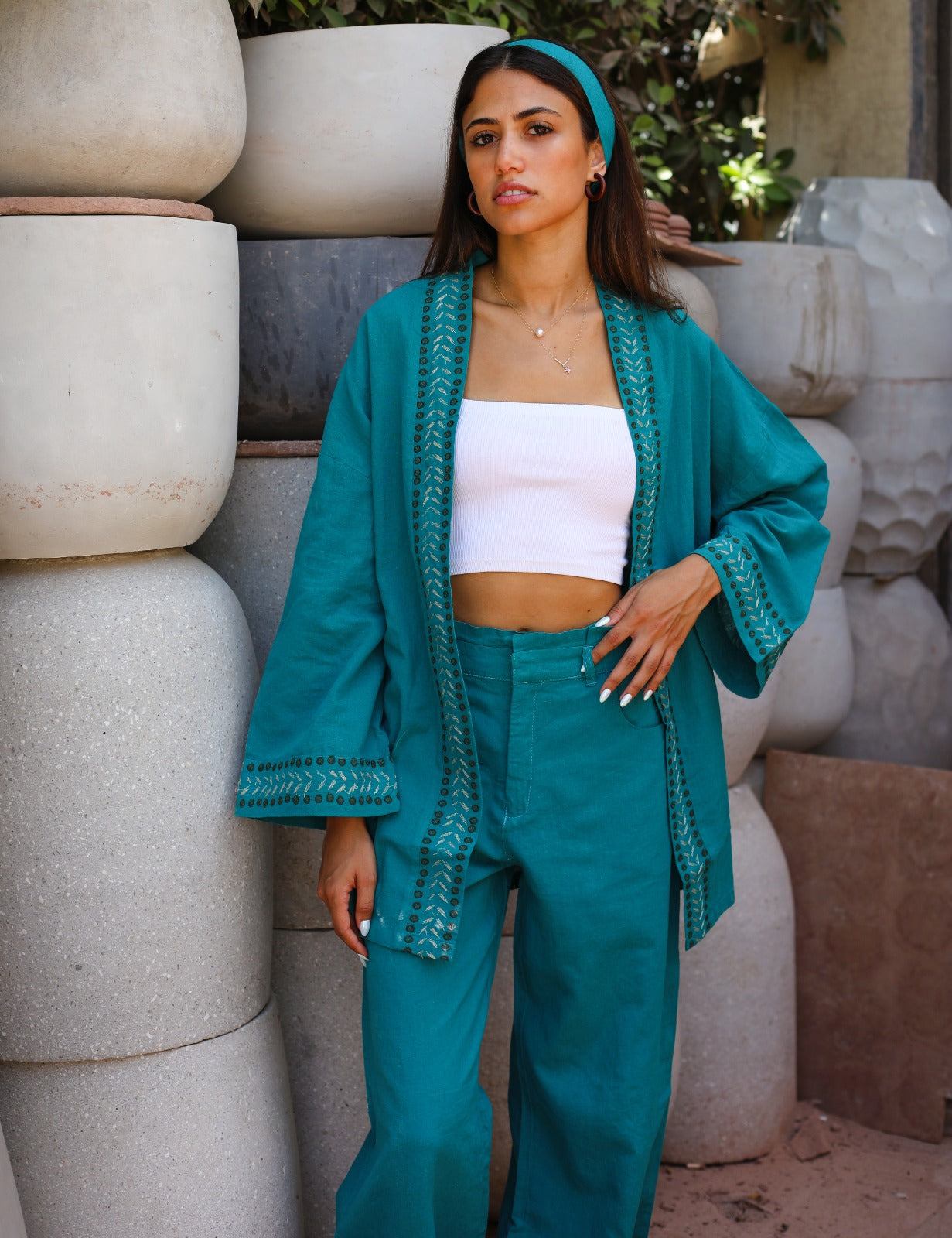 Gaia Linen Kimono Teal