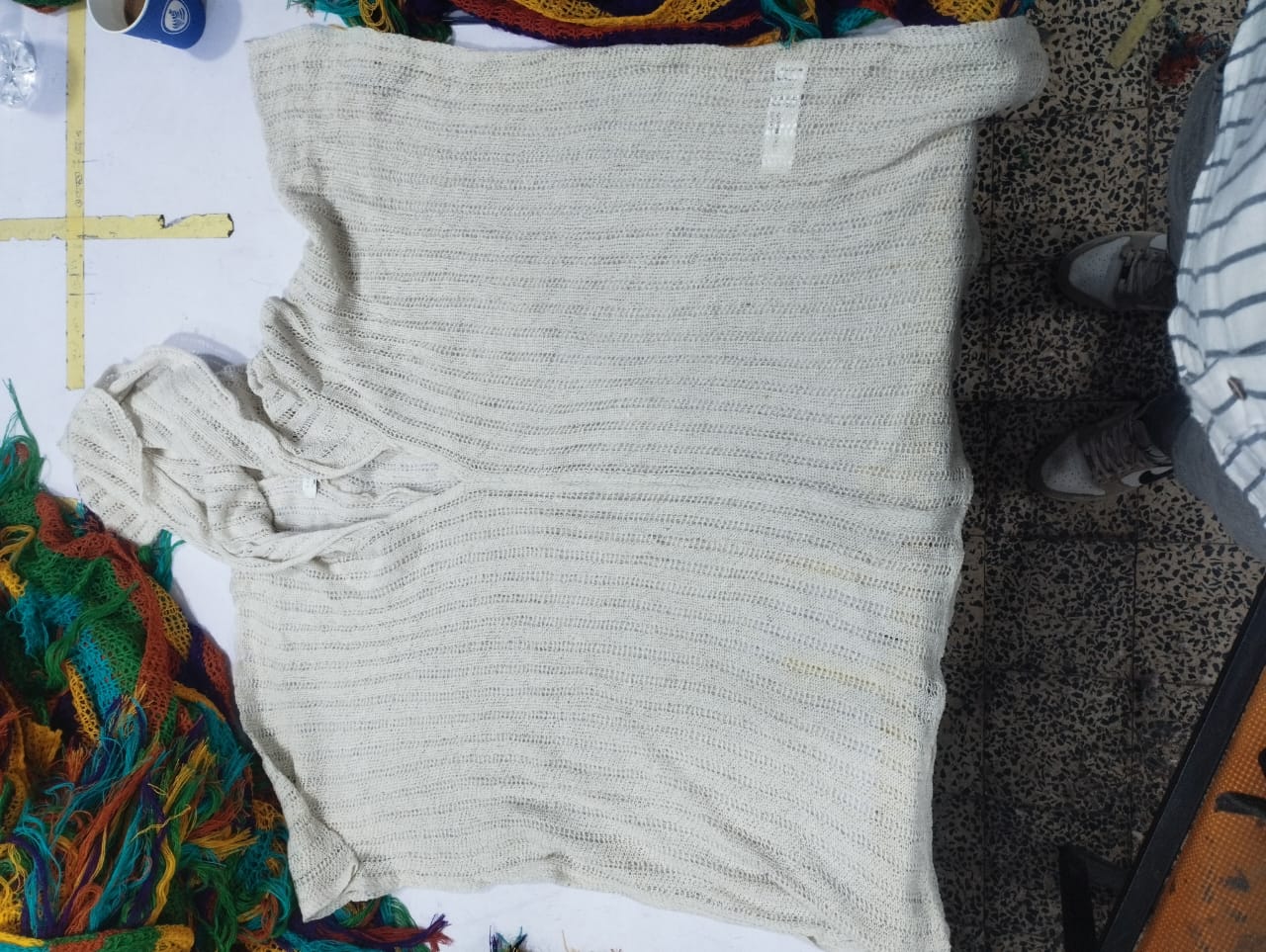 Summer Knit Poncho Off-White