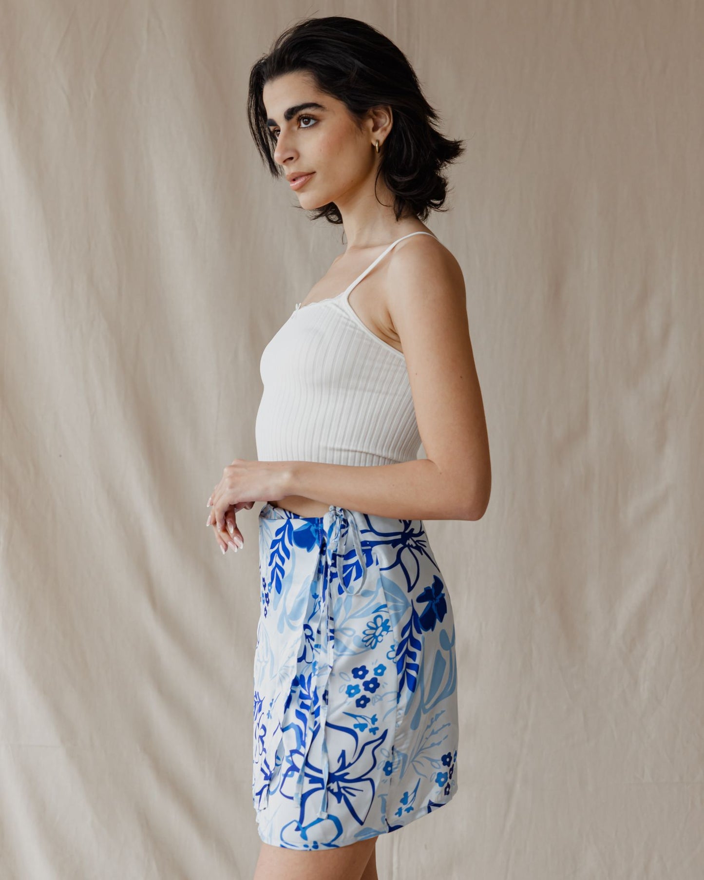 Frosted Petals Wrap Mini Skirt