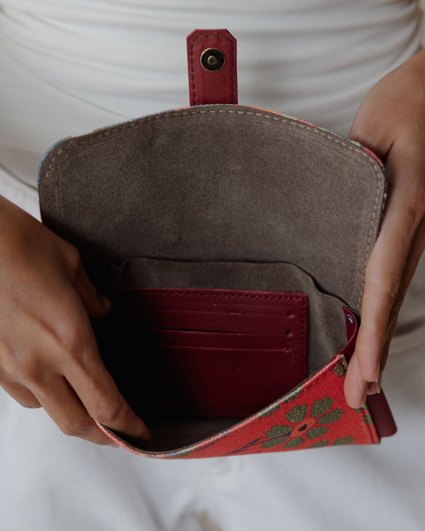 Red Blossoms In Red Purse