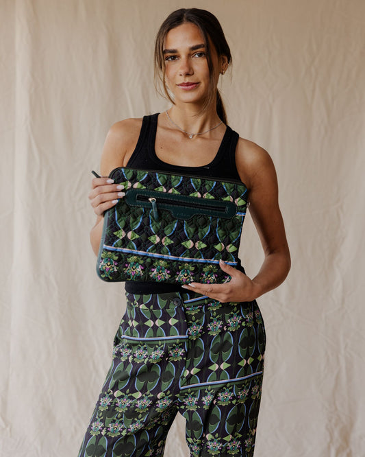 Indian Vibes In Greens Quilted Sleeve