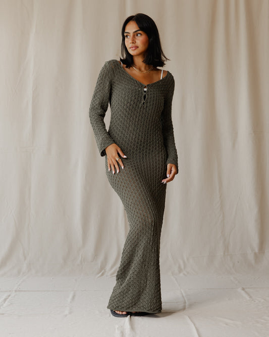 Veloura Olive Knit Dress