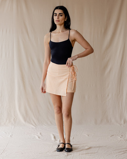Orange Gingham Skort