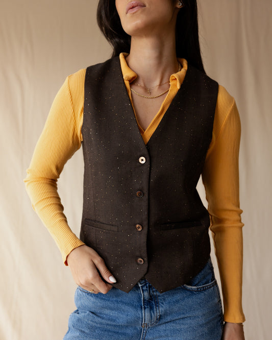 Luna Tailored Brown Vest