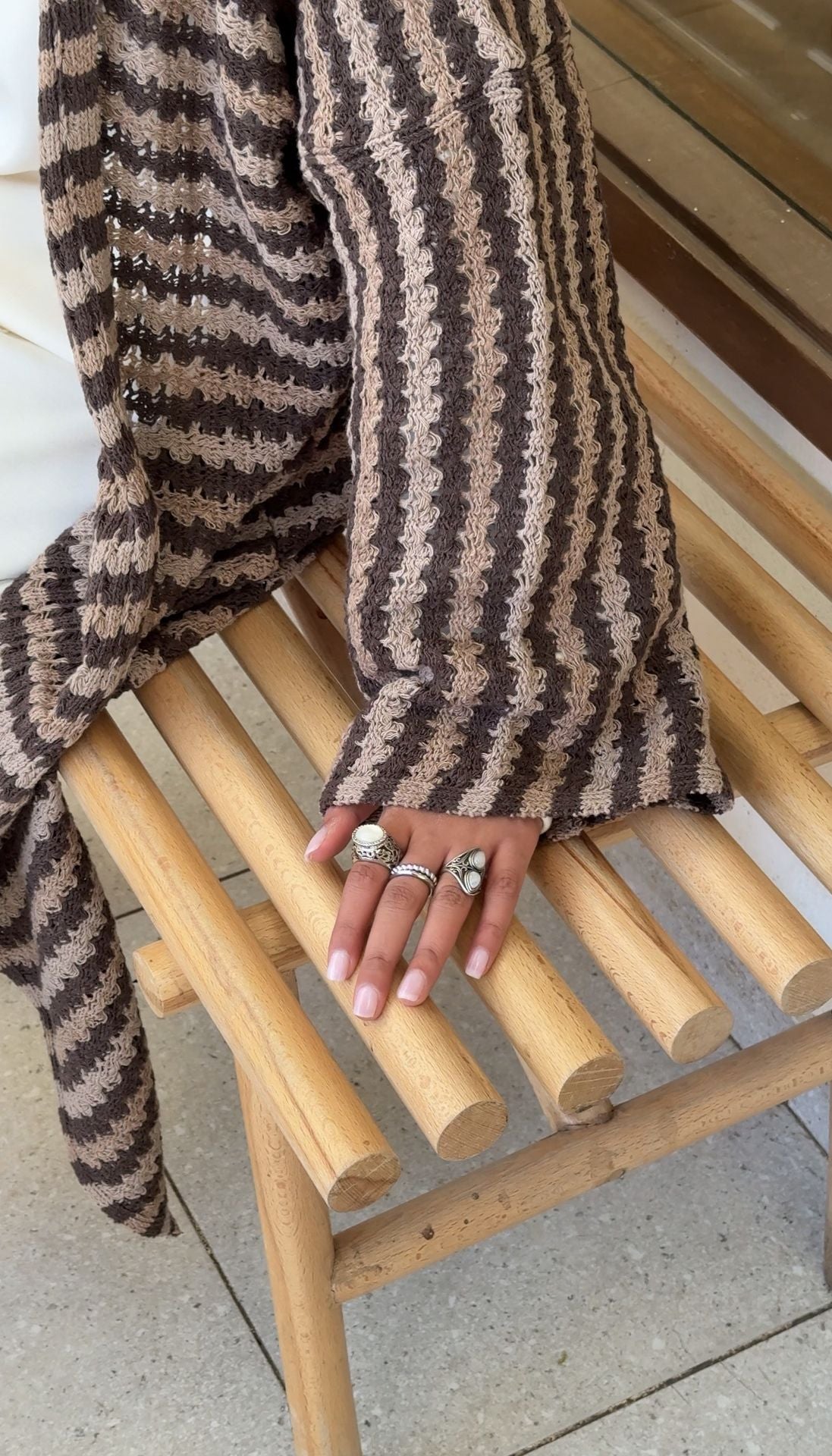 كارديجان مخطط بلون الكاكاو